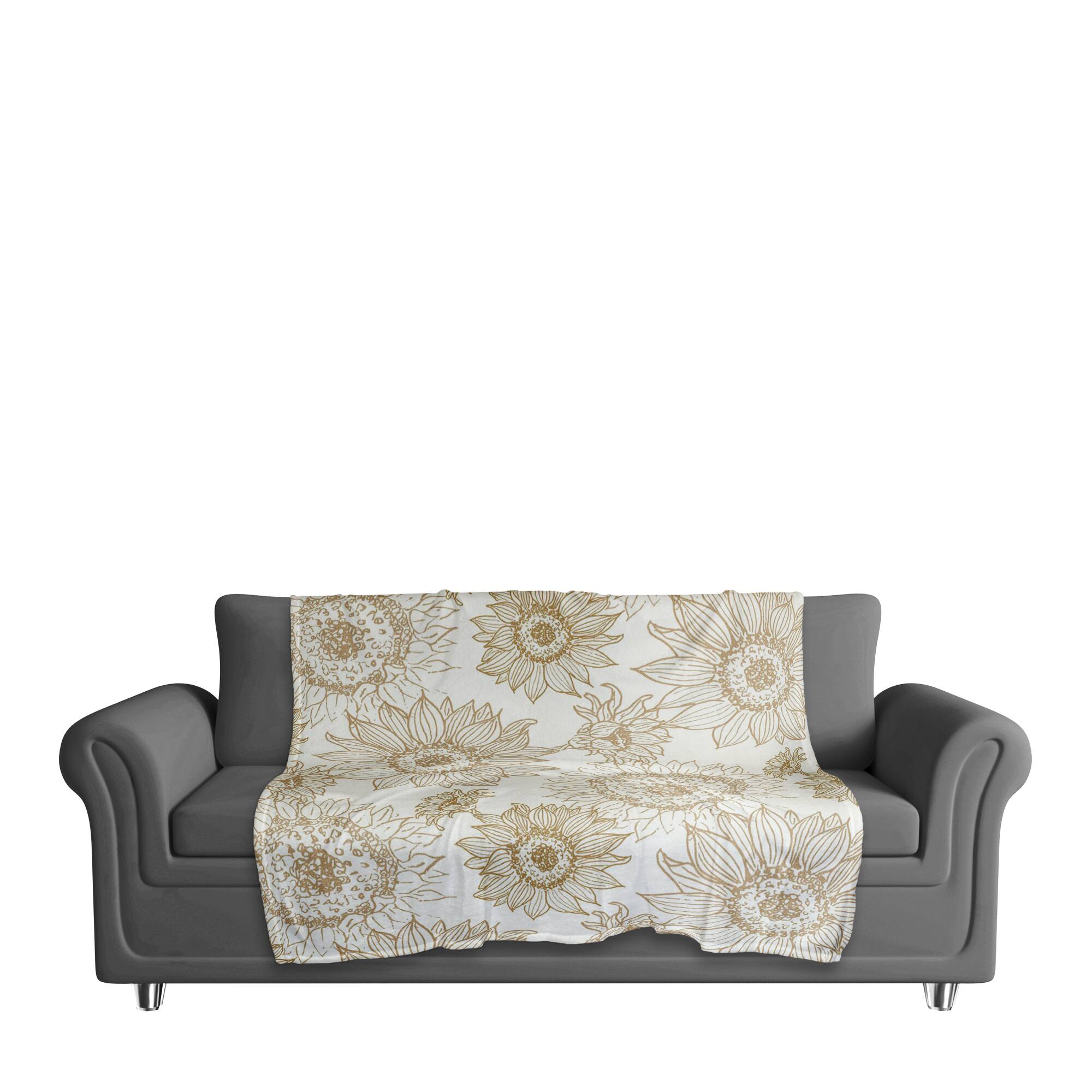 Large Sunflower Head Coral Fleece Blanket